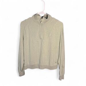 prAna Sage Green Quarter Zip Pullover Med Hemp/Tencel Lyocell Blend Sweatshirt